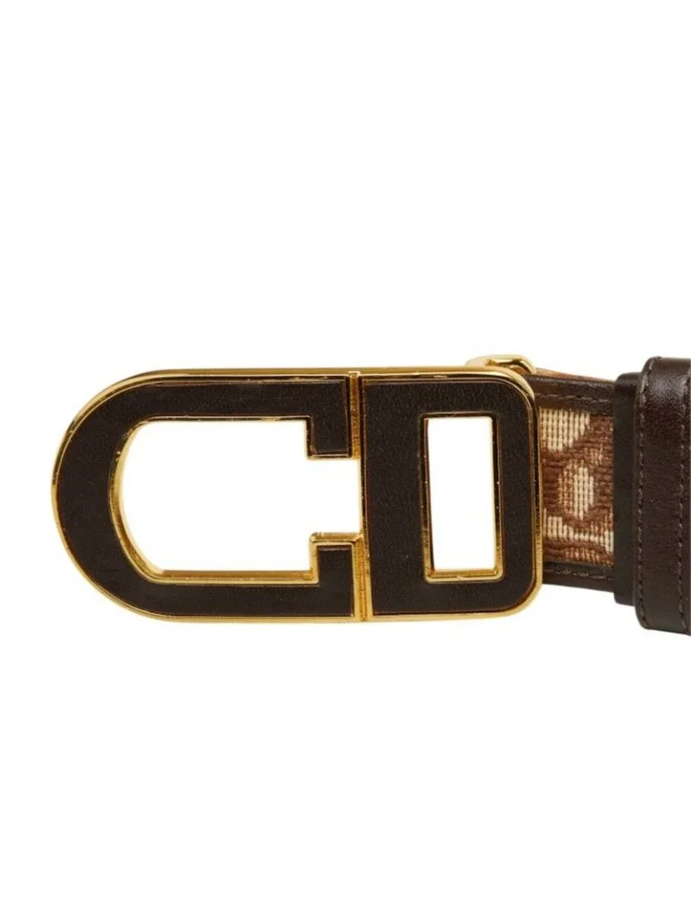 Dior Trotter Belt Brown Leather Canvas